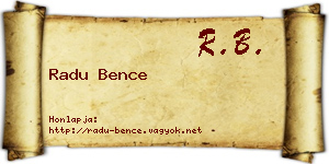 Radu Bence névjegykártya